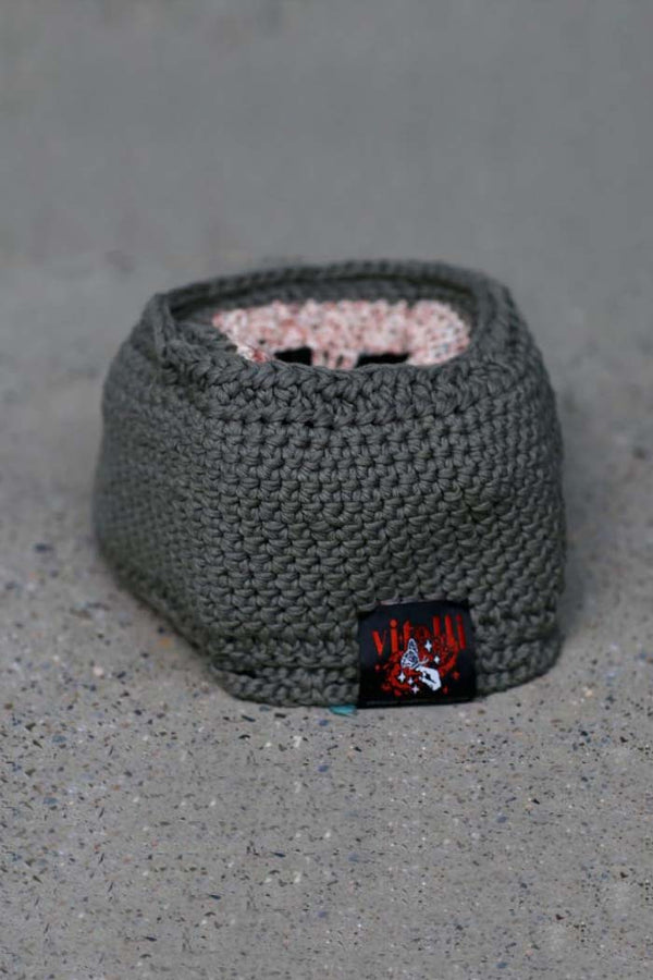 Vitelli Flower Top Crochet Hat SS22_OKT024_OPP Olive and Pastel Pink PV9